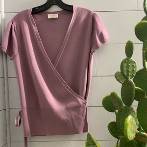 Ann Taylor Loft. Lavender. Size Large. Wrap Blouse